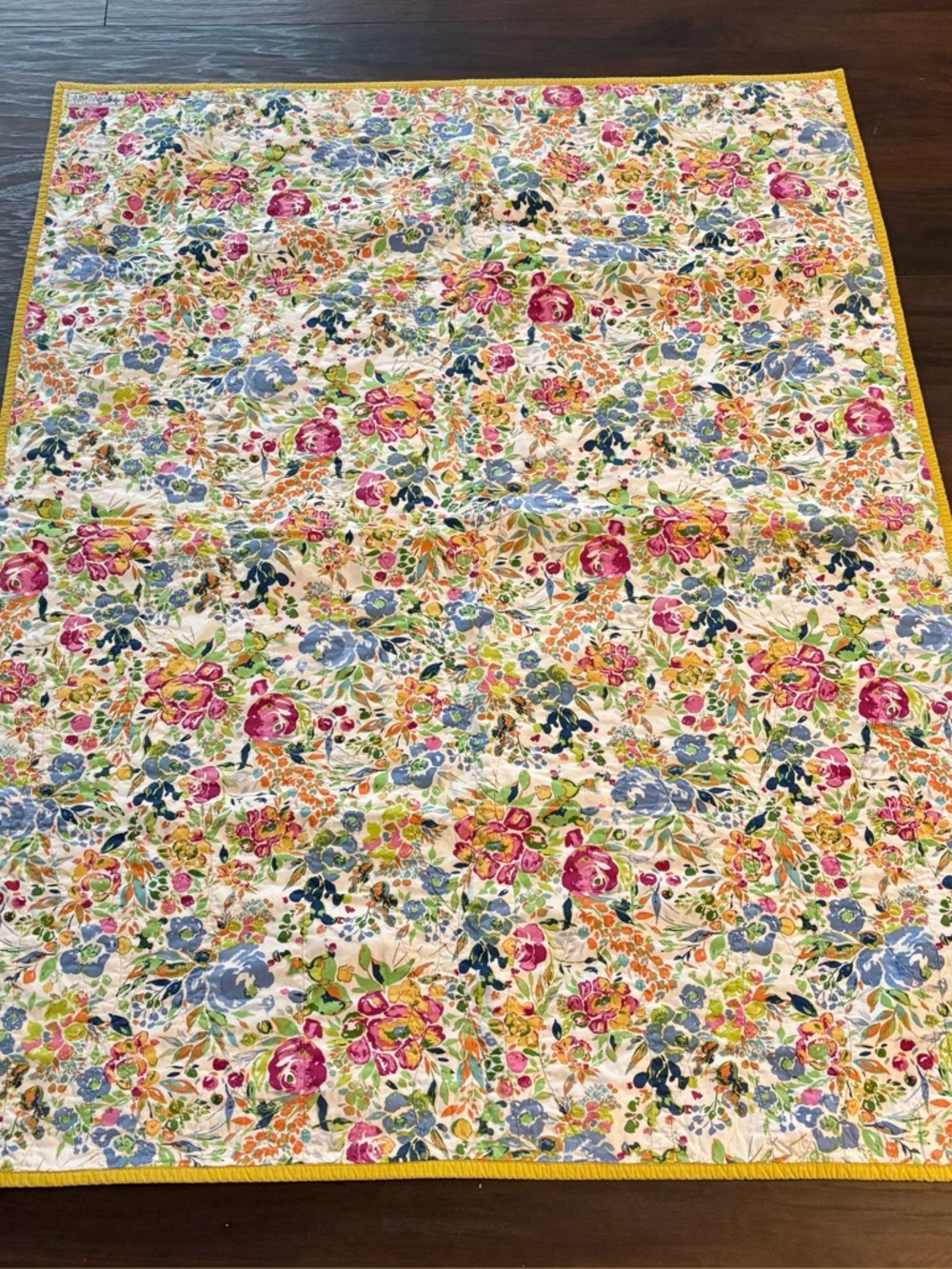 Beautiful Handmaid Floral Baby Crib Quilt 36x48 Inches